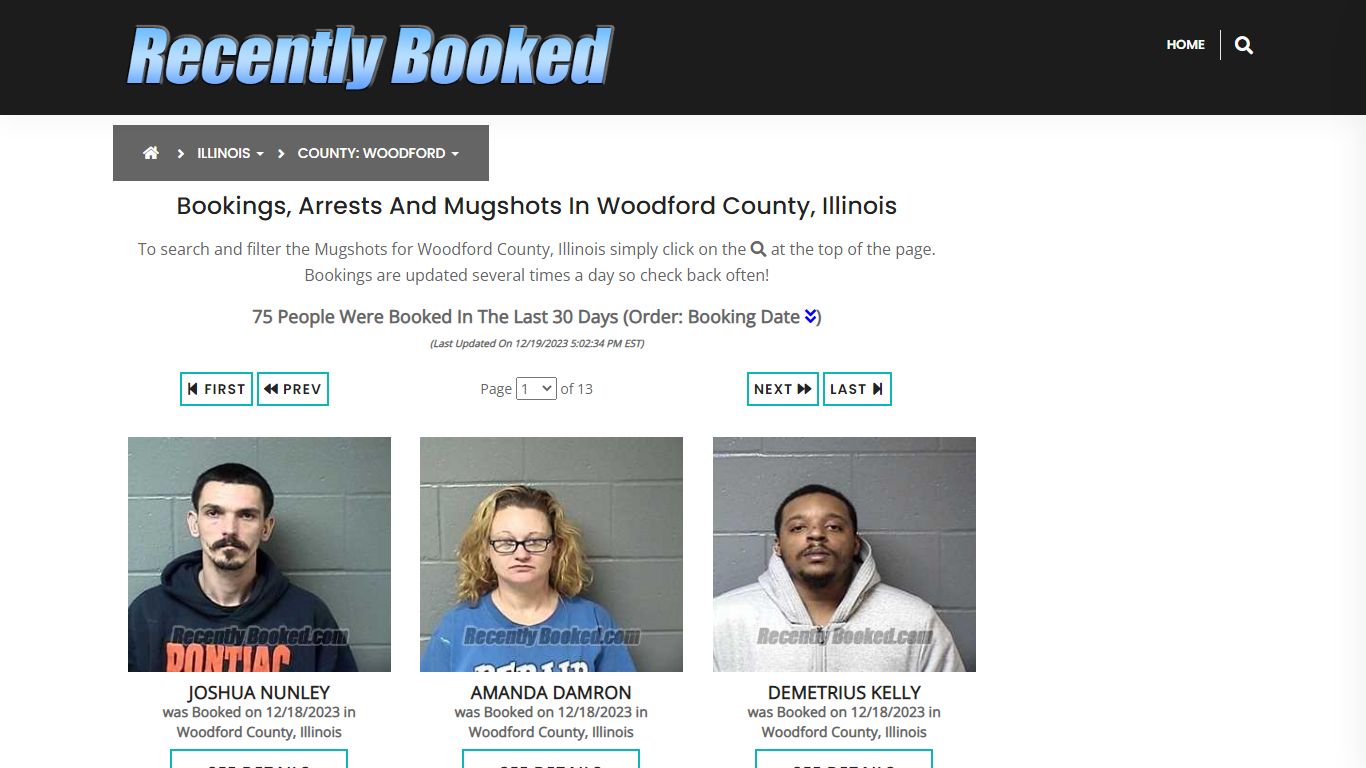 Recent bookings, Arrests, Mugshots in Woodford County, Illinois